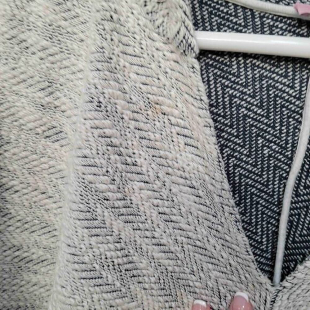 Calypso St. Barth Hoodie Poncho Sweater OS Beige Herringbone Baja Hippie Boho - Picture 5 of 10